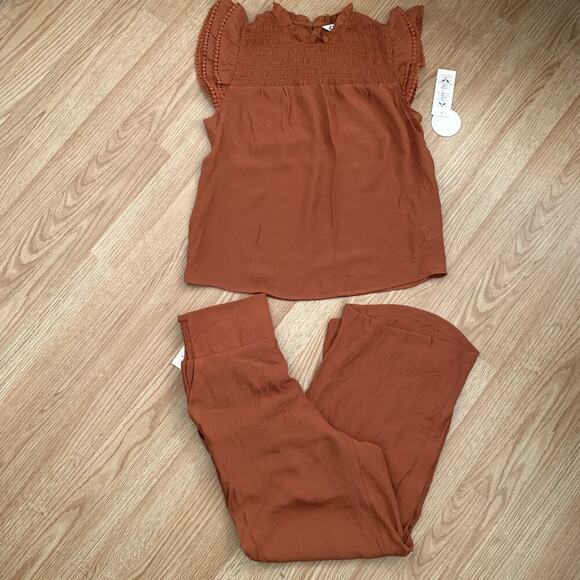 Nanette Lepore Orange Coordinate Top Wide Leg Crop Pant Set Size M NWT - Picture 2 of 16